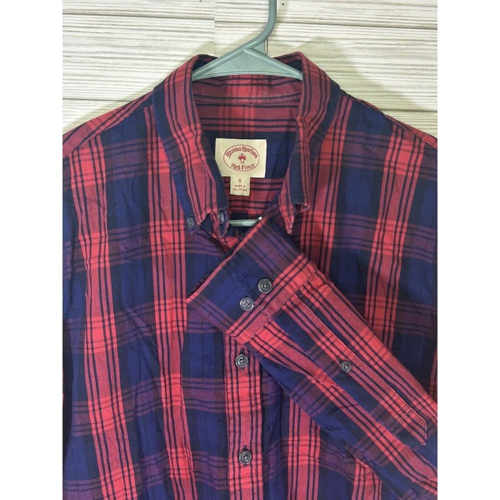 Brooks Brothers Red Fleece Long Sleeve Shirt‎ Men's Size S Blue Red Plaid Cotton